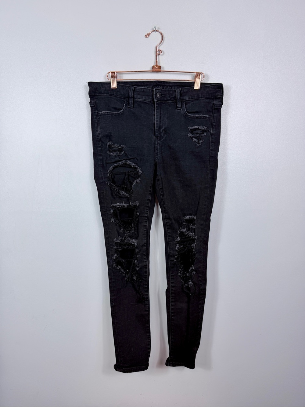 American Eagle black denim next level stretch jegging skinny jeans size 10